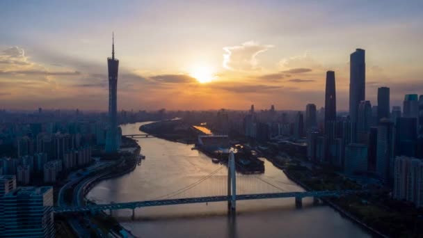 Delayed Aerial Photography Guangzhou Modern Urban Landscape 2019 Including Bridges — Stock Video