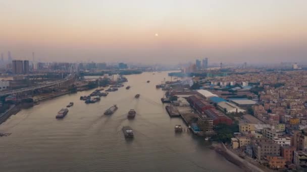 Delayed Aerial Photography Guangzhou Modern Urban Landscape 2019 Including Bridges — Stock Video