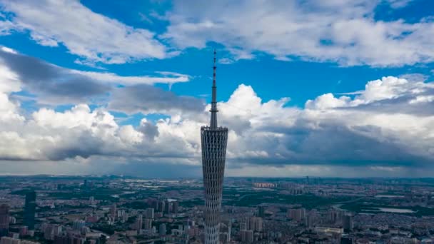 Vertraagde Luchtfotografie Van Guangzhou Moderne Stedelijke Landschap 2020 Waaronder Bruggen — Stockvideo