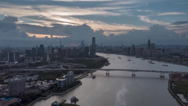 Aerial Footage Guangzhou Modern Urban Landscape 2021 2022 Including Bridges — Stock Video