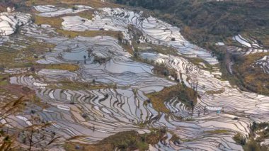 Yuanyang İlçesi, Yunnan, Çin ve çevresindeki arazi manzarası.