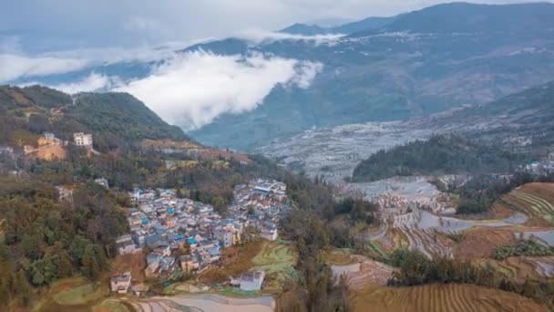 Terrasser Felter Natur Yuanyang County Yunnan Kina Det Omkringliggende Landskab – Stock-video