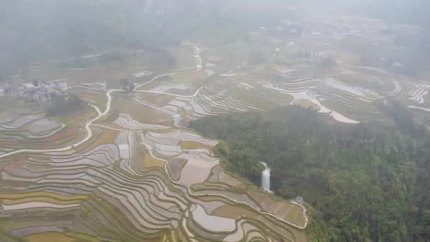 Aerial View Karst Countryside Scenery Guiding County Qiannan Guizhou China — Stock Video