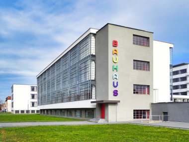 Building of Bauhaus with the Rainbow colored logo clipart