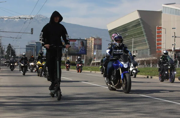 Szófia Bulgária Március 2023 Motorosok Ünnepelték Nyitó Motorkerékpár Szezon Lovaglás — Stock Fotó