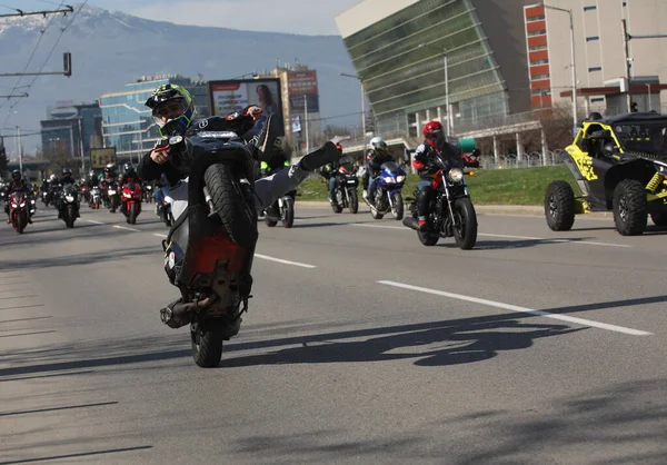Szófia Bulgária Március 2023 Motorosok Ünnepelték Nyitó Motorkerékpár Szezon Lovaglás — Stock Fotó
