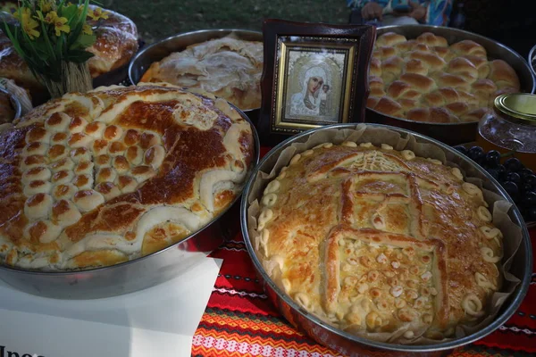 Pan Casero Recién Horneado Imagen Algunos Sabrosos Productos Panadería Casera — Foto de Stock