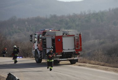 İhtiman, Bulgaristan - 15 Şubat 2024: Bulgaristan A1 karayolunda 15 Şubat 2024 