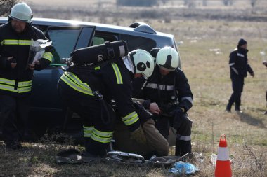 İhtiman, Bulgaristan - 15 Şubat 2024: Bulgaristan A1 karayolunda 15 Şubat 2024 