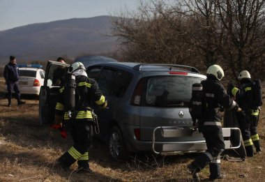 İhtiman, Bulgaristan - 15 Şubat 2024: Bulgaristan A1 karayolunda 15 Şubat 2024 