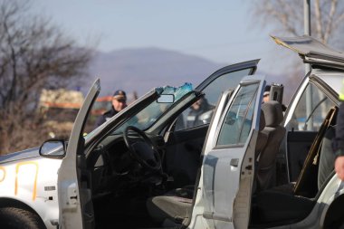 İhtiman, Bulgaristan - 15 Şubat 2024: Bulgaristan A1 karayolunda 15 Şubat 2024 