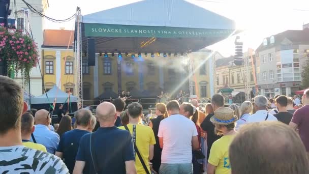 Uherske Hradiste Tjeckien 2023 Folk Tittar Bandets Uppträdande Uherske Hradiste — Stockvideo