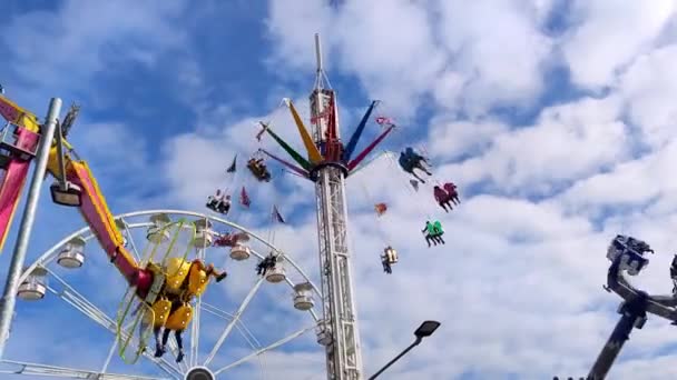 Uhersk Brod Czech Republic 2023 Carousel Fair Children Attraction — Stock Video