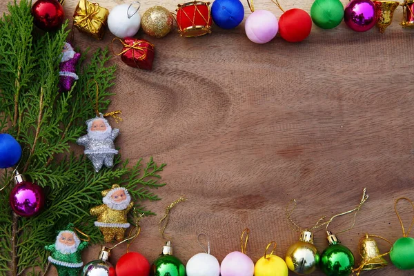 Fundo Natal Com Decoração Decorações Placa Madeira — Fotografia de Stock