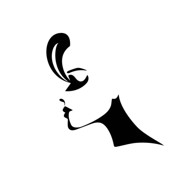 Woman Face Logo Design Vector Illustration Girl Silhouette Cosmetics Beauty — Stock Vector