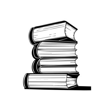 Beyaz, El Çizimi Çizim Vektörü illüstrasyonuna izole kitap yığını.