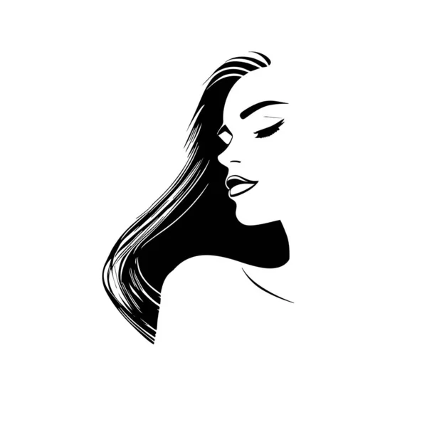 Logo Visage Femme Design Illustration Vectorielle Silhouette Fille Pour Cosmétiques — Image vectorielle