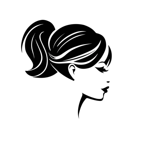 Belle Femme Visage Cheveux Icône Mode — Image vectorielle