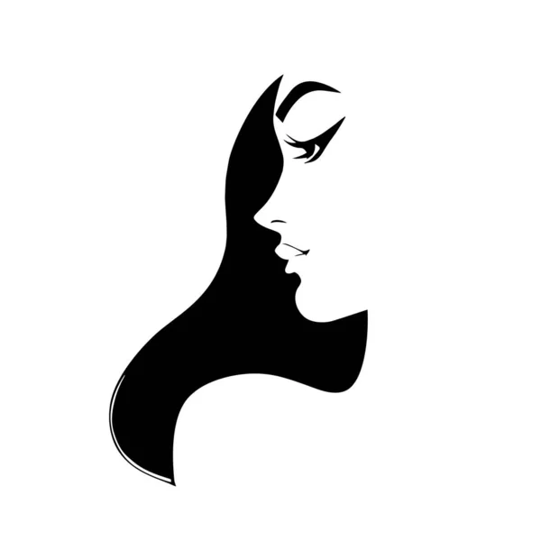 美しい女性の顔と髪のファッションアイコン — ストックベクタ