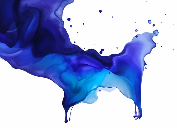Clássico Azul Aquarela Fluido Pintura Cartão Design Vetorial Marinha Empoeirada — Vetor de Stock