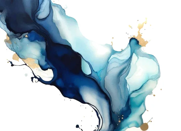 Clásico Azul Acuarela Fluido Pintura Vector Diseño Tarjeta Armada Polvorienta — Archivo Imágenes Vectoriales
