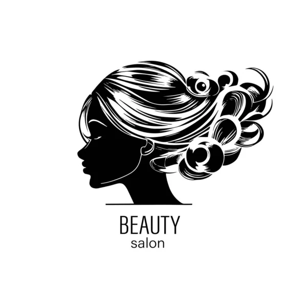 Belle Femme Visage Cheveux Icône Mode — Image vectorielle