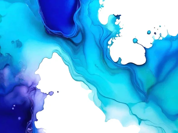 Abstrakter Blauer Hintergrund Handgezeichnet Mit Alkoholischer Tinte Farbe Des Jahres — Stockvektor