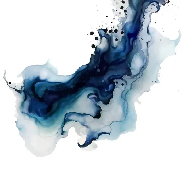 Klassisch Blaue Aquarell Fluid Malerei Vektor Design Karte Staubige Marine — Stockvektor