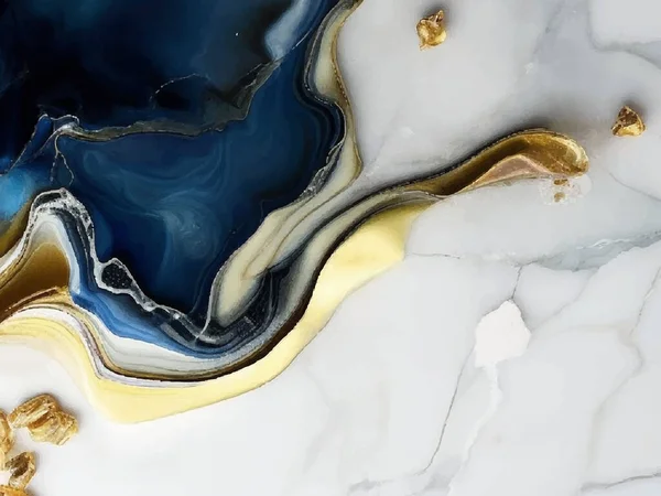 Розкішні Шпалери Синій Мармур Золота Абстрактна Текстура Фону Індиго Океанське — стоковий вектор