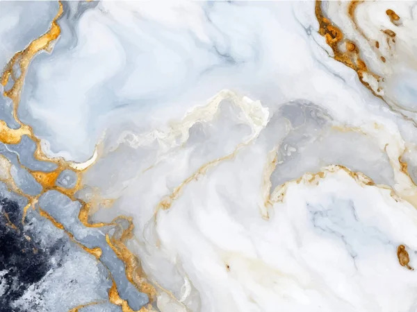 Luxury abstract fluid art painting in alcohol ink technique, mixture of blue and gold paints. Imitation of marble stone cut, glowing golden veins. Alcohol Abstract. blue and gold spots