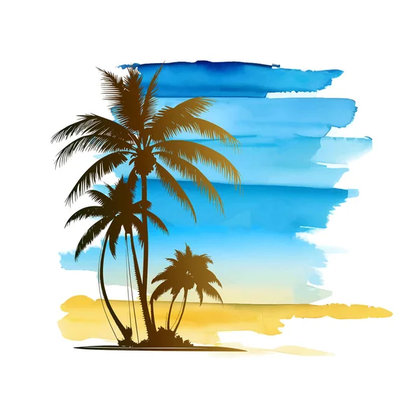 Vektorová Tropická Pláž Kopírovacím Prostorem — Stockový vektor