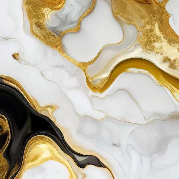 Luxusní Abstraktní Fluidní Malba Technice Alkoholového Inkoustu Žhnoucí Zlaté Žíly — Stockový vektor