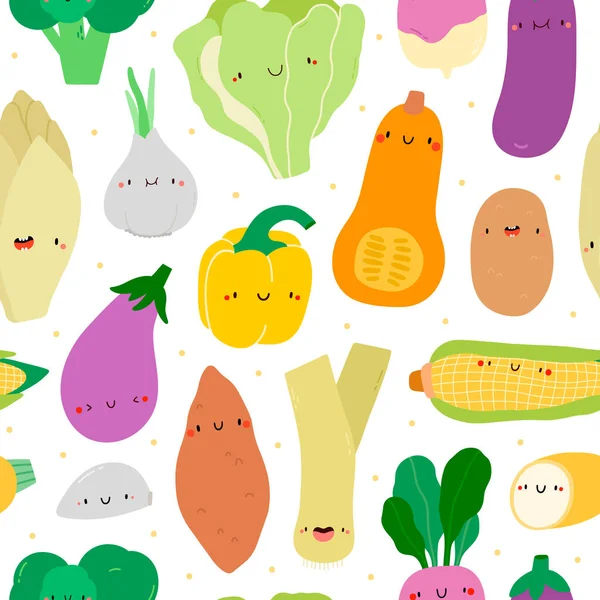 Słodkie Świeże Warzywa Bezszwowy Wzór Zdrowa Konsystencja Wektora Żywności Por — Wektor stockowy