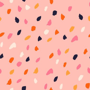 Abstract seamless pattern with hand drawn ink shapes. Grunge dotted texture. Vector background 