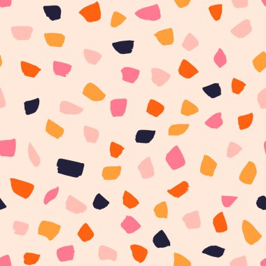 Abstract chaotic hand drawn spots texture. Simple vector pattern with ink brush strokes. Seamless background