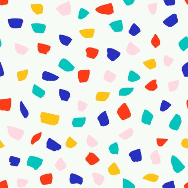 Abstract chaotic hand drawn spots texture. Simple vector pattern with ink brush strokes. Seamless background