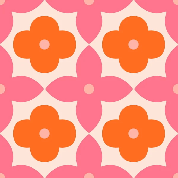 Abstract Floral Seamless Pattern Retro Style Mid Century Modern Vector — Stock vektor
