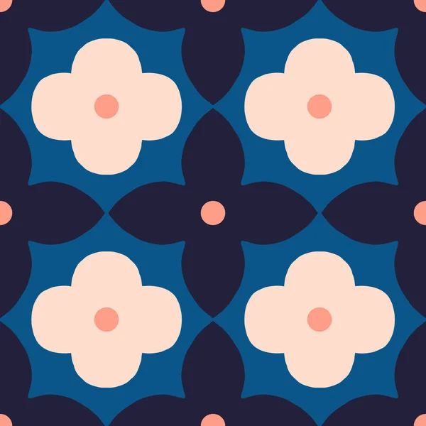 Abstract Floral Seamless Pattern Retro Style Mid Century Modern Vector — Wektor stockowy