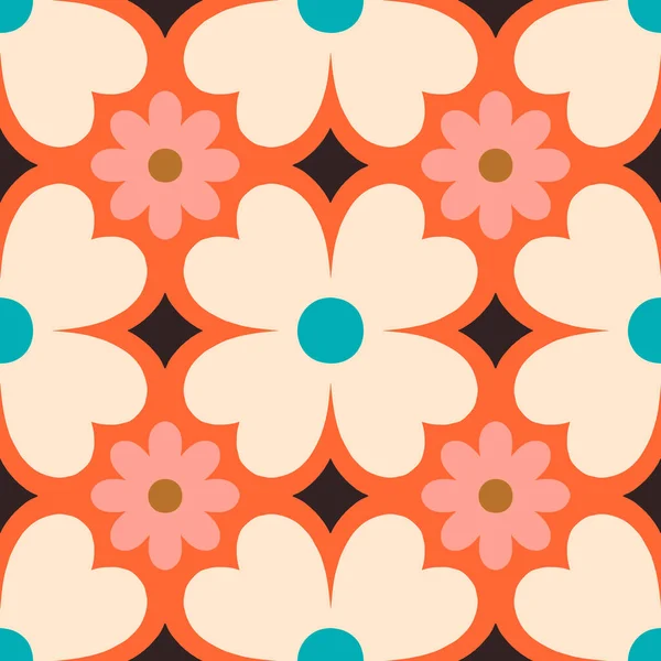 Beautiful Seamless Texture Retro Style Abstract Floral Tile Retro Style — Stock vektor