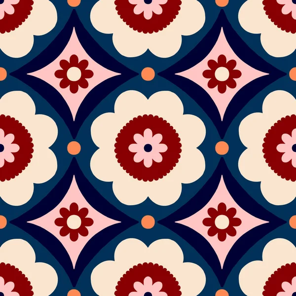 Beautiful Abstract Pattern Floral Tiles Vector Seamless Texture Symmetrical Design — Stock vektor