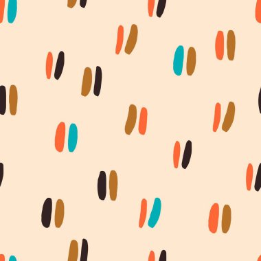 Cute simple pattern with repetitive lines. Seamless texture in retro style. Vector background with short double lines 