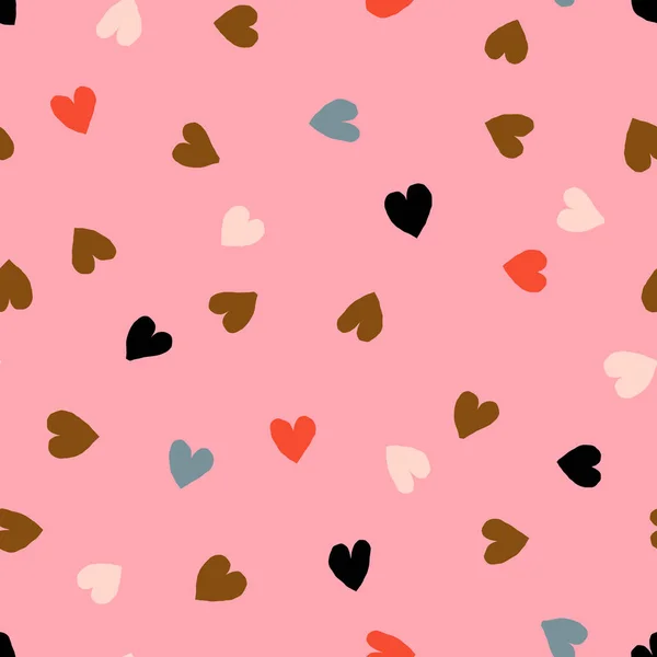 Милий Безшовний Візерунок Маленькими Сердечками Намальованими Рукою Векторна Текстура Серцевиною — стоковий вектор