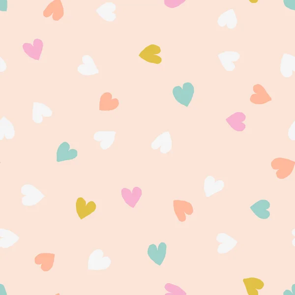 Милий Безшовний Візерунок Маленькими Сердечками Намальованими Рукою Векторна Текстура Серцевиною — стоковий вектор