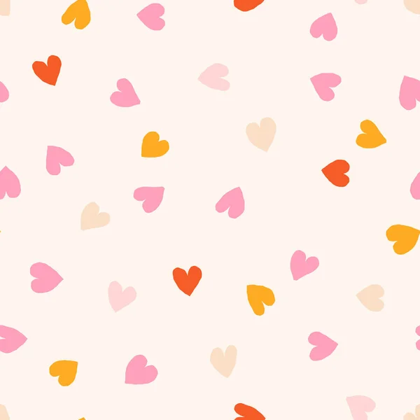 Cute Seamless Pattern Small Hand Drawn Hearts Vector Hearted Texture — Stock Vector
