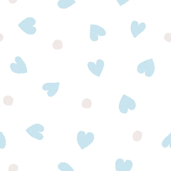 Hearts Dots Seamless Pattern Vector Texture Different Hearts Lovely Background — Stock Vector