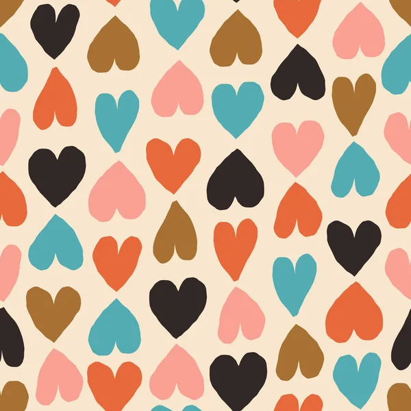 Nahtloses Romantisches Muster Mit Farbigen Herzen Nahtlose Textur Hintergrund Zum — Stockvektor