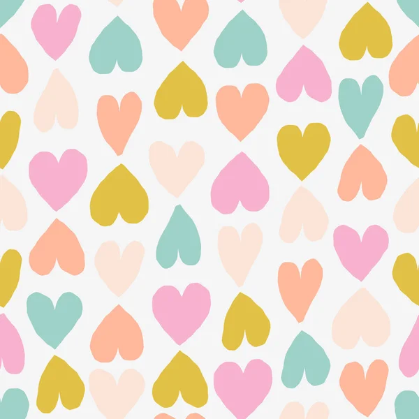 色の心とシームレスなロマンチックなパターン シームレスな心の質感 バレンタインデーの背景 — ストックベクタ