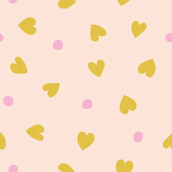 Hearts Dots Seamless Pattern Vector Texture Different Hearts Lovely Background — Stock Vector