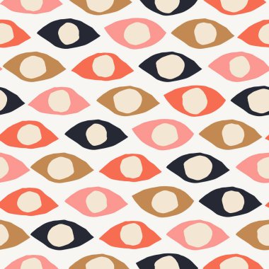 Farklı şekillerde kusursuz bir desen. Soyut göz dokusu. Retro biçiminde vektör arkaplanı