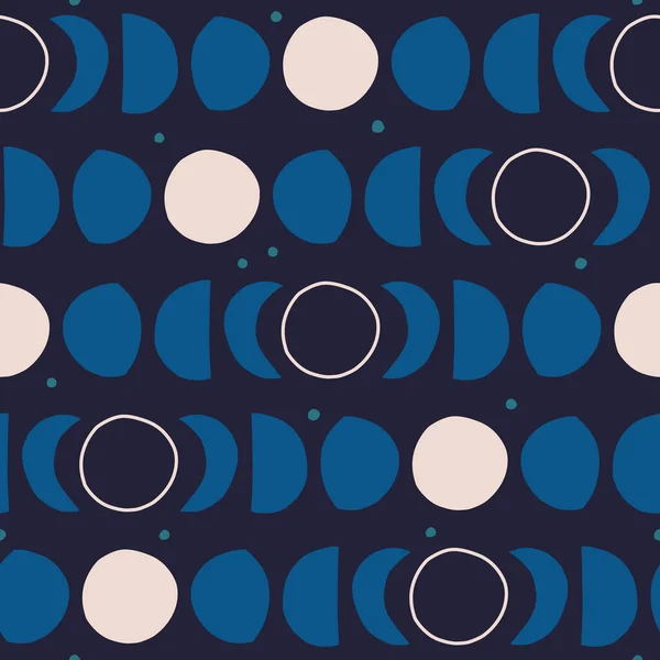 Абстрактный Рисунок Лунного Цикла Полнолуние Текстура Полумесяца Звёзд Мечтательный Ночной — стоковый вектор